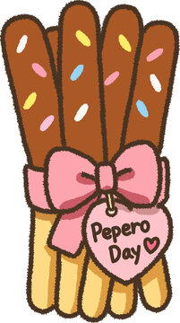 Pepero Day chocolate stick gift illustration