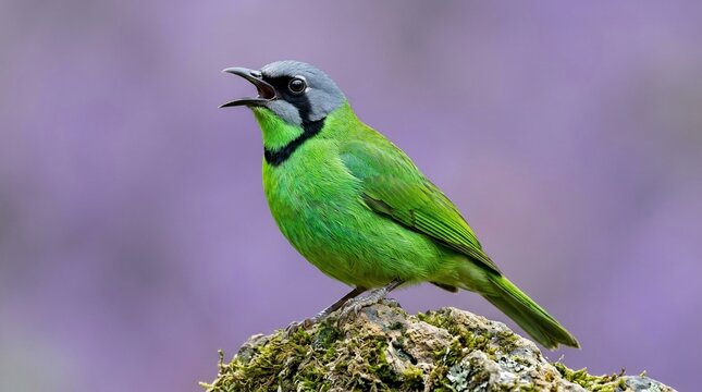 Singing green bird