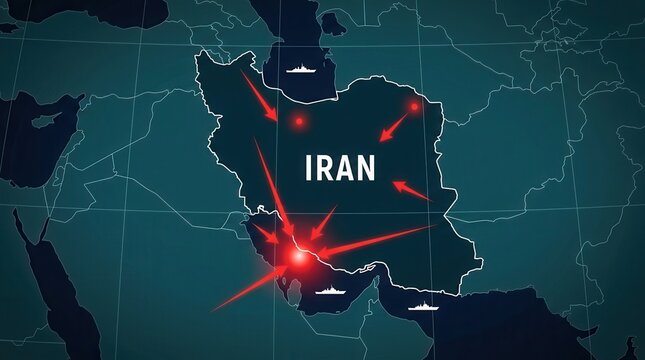 Conflict map of the Middle East focusing on USA and Iran tensions