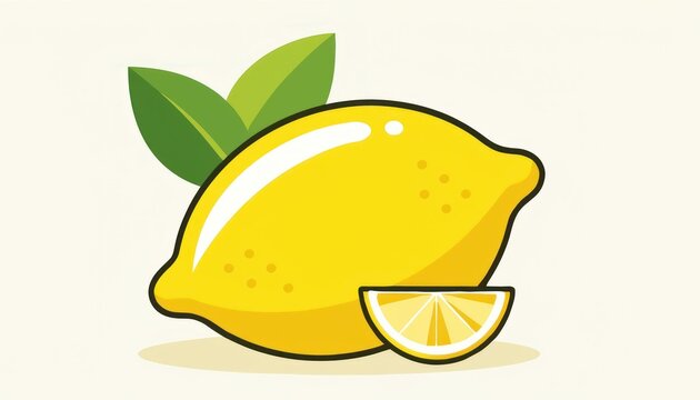 yellow lemon fruit with green leaves and slice vector illustration