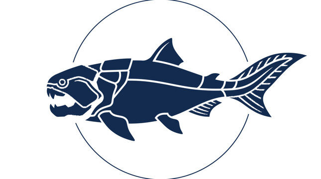Dunkleosteus Silhouette Isolated on Transparent Background