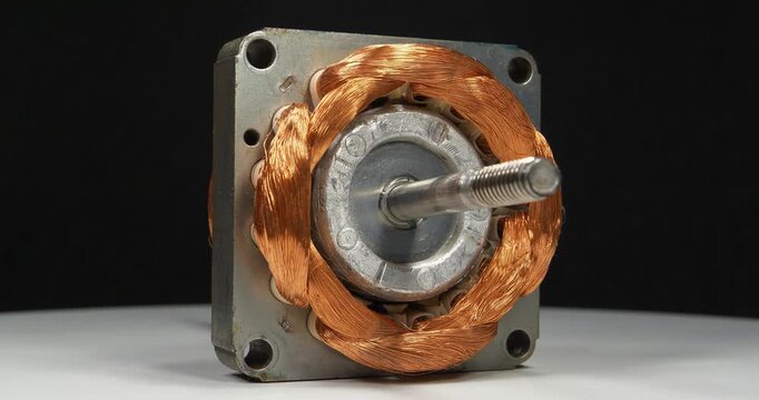 Stator with copper coil and rotor or armature of electric motor from household appliance, namely from the fan