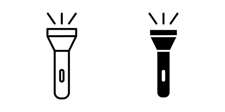 Flashlight icon black illustrations set