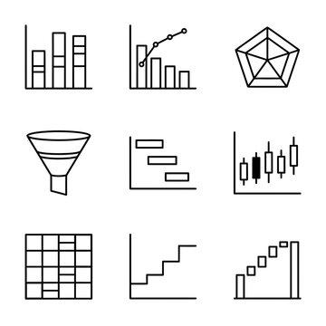 Business Data Analytics Icon Set for Financial Reports and Performance Charts