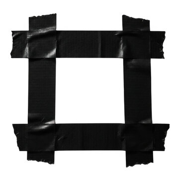 Square frame made of black duct tape strips arranged in a grid pattern