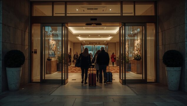 Generative AI captures a hotel lobby scene with guests arriving
