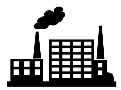 an ordinary factory with one active smokestack and one inactive one