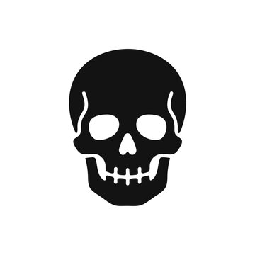 human skull black icon vector illustration isolated on transparent background for halloween spooky design danger sign symbol tattoo art gothic element