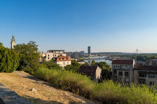 Scenic Belgrade city skyline view from Kalemegdan Fortress, Serbia