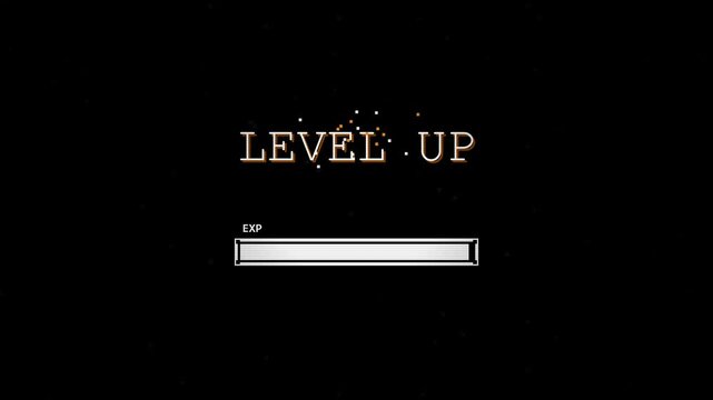 Empty white experience progress bar on black background, representing video game level progress, xp gain, and gaming ui motion graphic.