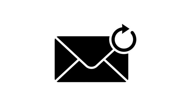 Email refresh icon depicts a letter with a circular arrow indicating message updates envelope reload