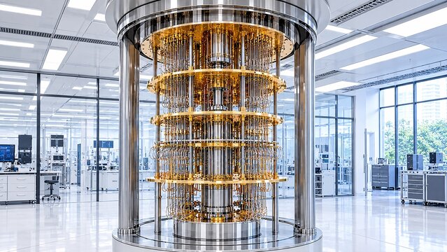 Quantum Computing Supercomputer System Inside Advanced Corporate Research Facility