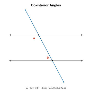 Co-interior angles parallel lines transversal geometry diagram
