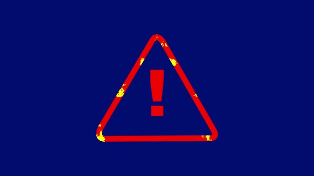 Warning attention icon, Abstract triangle background, signal alert risk safety danger road warning sign sign symbol. alert , risk , safety, danger road warning sign. Caution symbol video animation