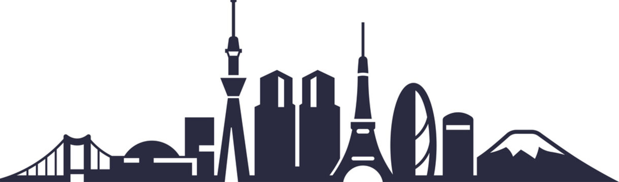 Tokyo skyline silhouette vector with modern landmarks for branding projects