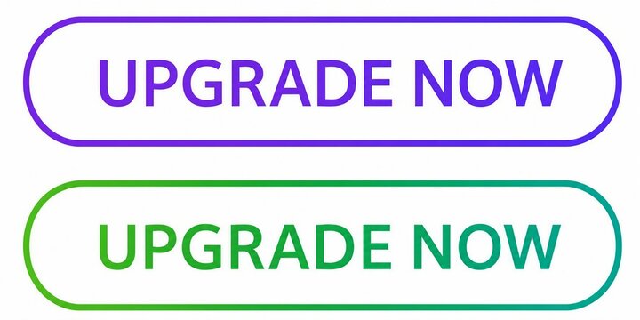 Modern upgrade now button with blue and green border for website or presentation