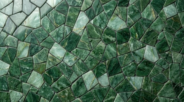 Green mosaic tile pattern background with glossy texture