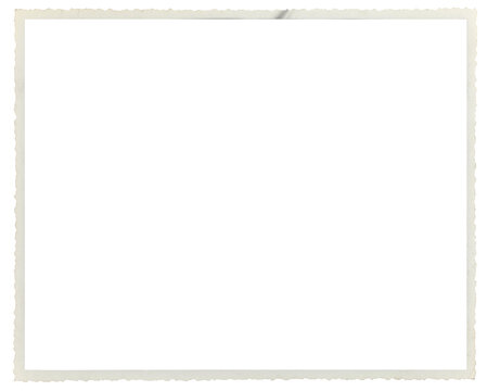Retro photo paper frame with scalloped edge isolated on transparent background. Scanned material for vintage photo frames and templates	
