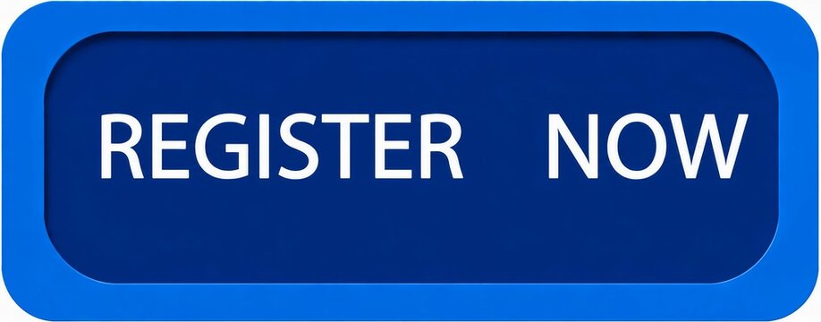 Modern blue register now button with white text for website or presentation