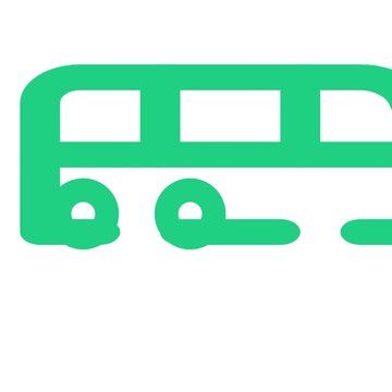 Green bus icon featuring rounded geometric lines and minimalist aesthetic style perfect for mobile application user interfaces or digital transit navigation motion graphics video clip animation