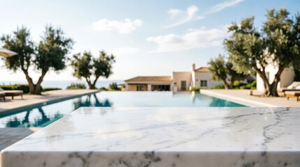 Fototapeta premium Luxury Villa with Swimming Pool and Olive Trees for Real Estate Marketing