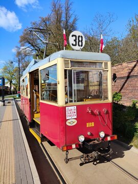 BYTOM, POLAND - MAY 1, 2026: Historical tram line 38 in Bytom city, Poland. Vintage tramway.