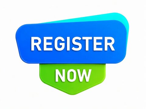 Modern register now button with gradient blue and green colors