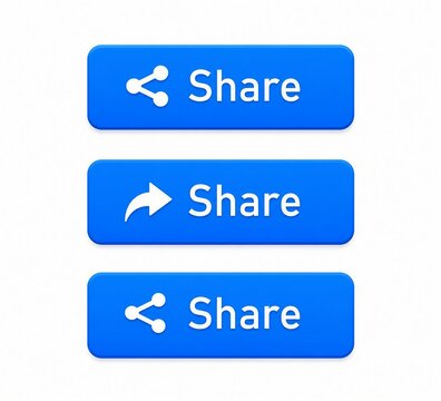 Modern share button with different icons on blue background