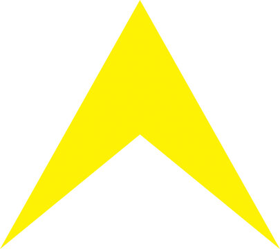 Simple yellow triangle arrow shape pointing up isolated on transparent background