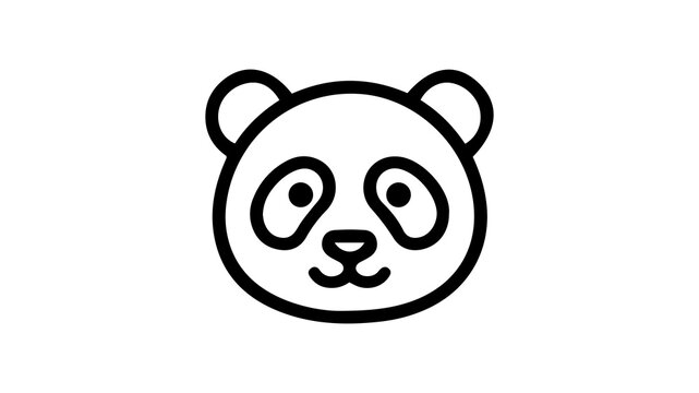 Cute Panda Head Line Art Icon - Panda Bear Face Outline, Cute Animal Mascot, Wildlife Logo Symbol, and Bold Line Vector