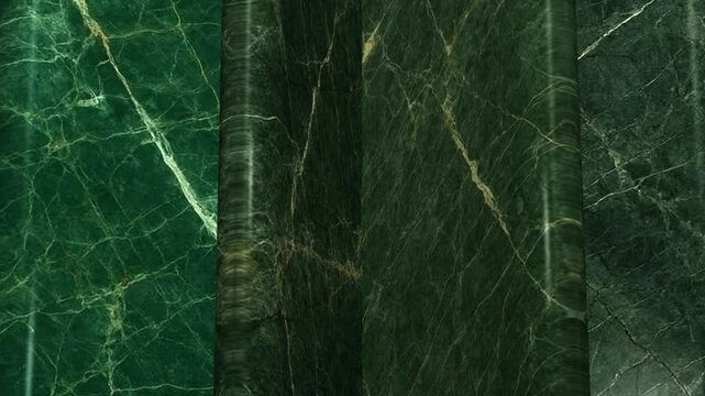 Refined Verde Marble Tiles Moving Continuously in Circular Motion to Highlight Natural Stone Details and Premium Decorative Surface Texture