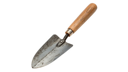 Metal garden hand trowel shovel with wooden handle isolated on white background tool © Jack
