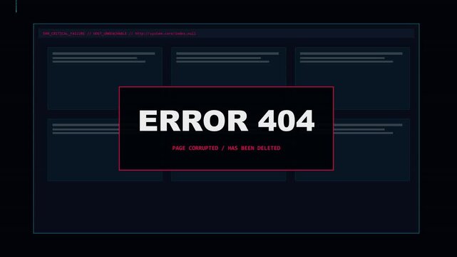 Digital Glitch Error 404 Page Not Found Animation.