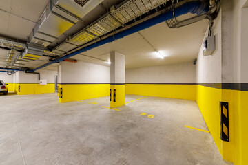 Fototapeta premium Underground Parking Garage. Modern Infrastructure for Mobility, Safety, and Urban Planning Concepts