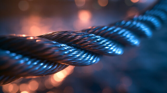 Steel Wire Cable Close Up with Industrial Background