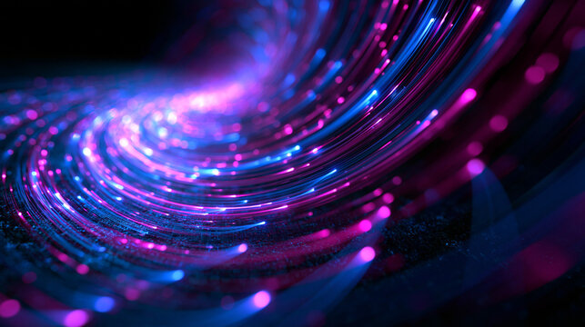 Abstract Futuristic Fiber Optic Light Trails for Technology Background