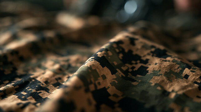 Close Up of Digital Military Camouflage Fabric Texture