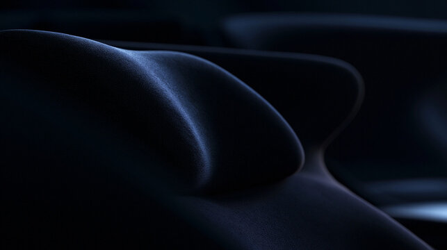 Close Up of Dark Modern Ergonomic Surface in Blue Light