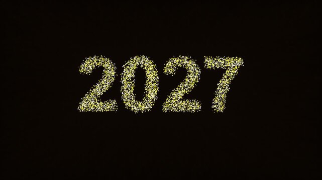 Golden Glittering 2027 New Year Celebration Motion Graphics Animation.