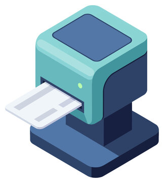 Isometric Ticket Machine and Card Terminal Vector Graphic