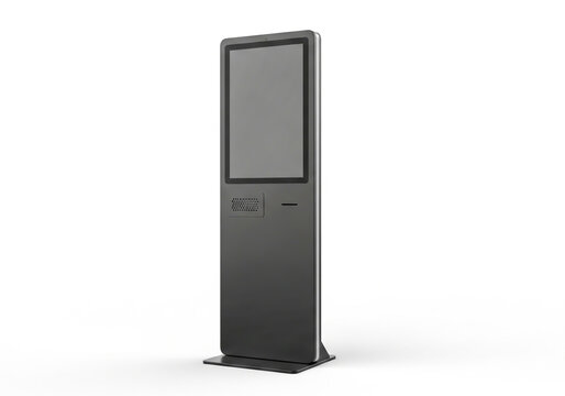 Modern digital information kiosk stand with touch screen
