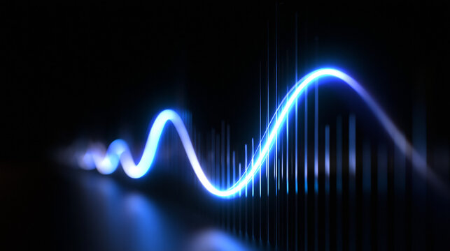 Glowing Blue Digital Sound Wave and Audio Equalizer