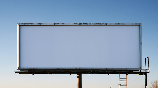 Blank Outdoor Billboard Mockup Against Clear Blue Sky