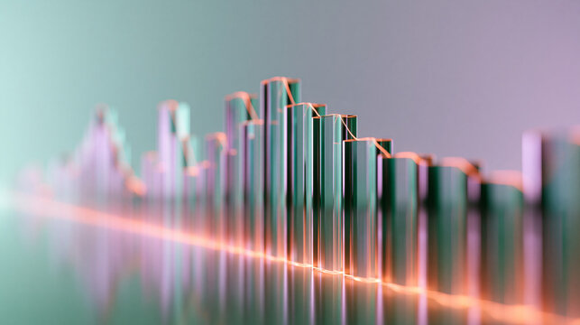 Abstract Financial Graph with Glowing Data Line and Bar Chart