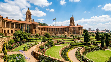 Naklejka premium Union Buildings Pretoria: Historic Architecture, Lush Gardens, South African Landmark