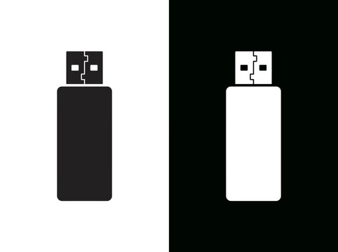 usb flash drive icon vector design on black and white background