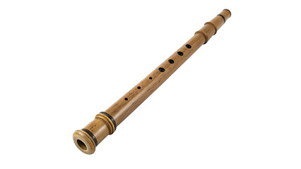Vintage wooden flute musical wind instrument isolated on a white background classic equipment © Jack