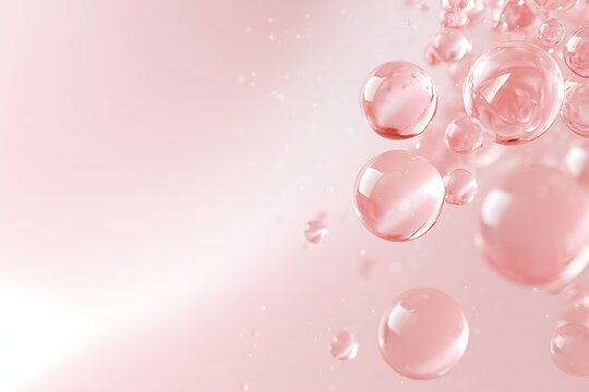 Abstract background with floating pink bubbles and water droplets