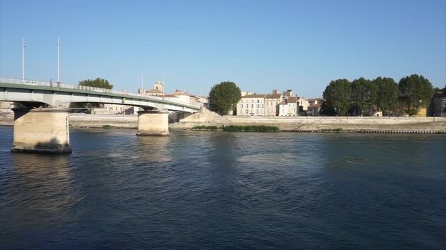 Rh&ocirc;ne River and Pont de Trinquetaille in Arles, Provence, France