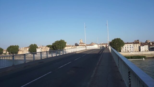 View of Arles and the Rh&ocirc;ne River from Pont de Trinquetaille, France